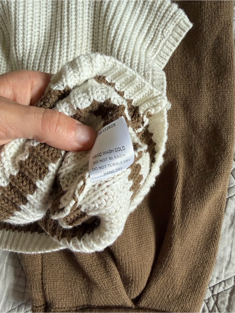 Roolee Cream and Brown Striped Knit Top with Pocket - Picture 15 of 15